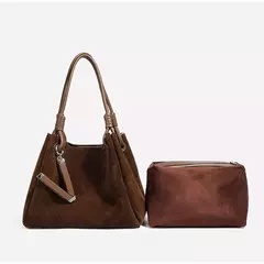 Bolso de hombro tipo bandolera de piel de ante de lujo, bolso tipo cubo tipo cesta de compras de alta calidad, bolso marrón clásico de moda para mujer - comprar en línea