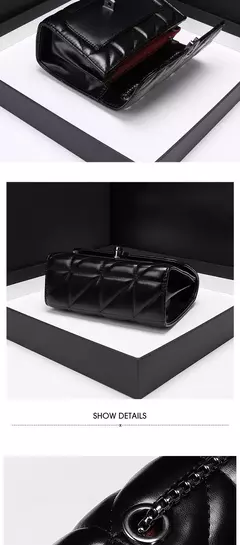 Bolso cruzado diagonal con tapa Retro para mujer, bolso bordado acolchado de cuero PU, bolso de hombro con cadena de diseñador de lujo a la moda - Eleganzie