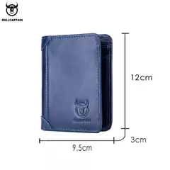BULLCAPTAIN, nueva cartera de cuero genuino para hombre, Mini tarjetero pequeño, monedero para hombre, cartera RFID de bolsillo, moneda de alta calidad en internet