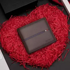 Cartera de cuero con protección RFID para hombre, monedero pequeño de cuero de vaca para negocios, regalos de moda para padre en internet