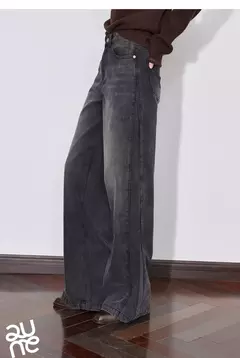 TOYOUTH mujeres Denim Jeans 2024 Otoño Invierno nueva cintura media recta pierna ancha pantalones largos - tienda en línea