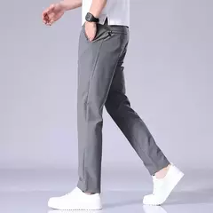 2025 Joggers de verano para hombre, tela fina de seda de hielo, pantalones casuales elásticos de cuatro lados, pantalones Cargo, ropa de calle, pantalones de chándal - online store