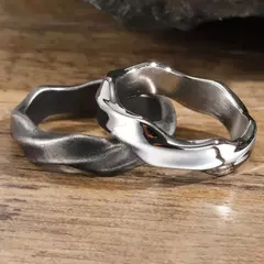 Vnox 2025 Nuevo anillo Mobius para hombres y niños, banda para el dedo de acero inoxidable trenzado oxidado, regalo de aniversario de amor sin fin retro para él