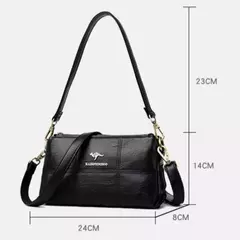 Bandolera de cuero suave con hilo de dos capas, bolso cruzado de lujo para mujer, bolsos pequeños a cuadros para mujer y bolso de mano, bolso principal