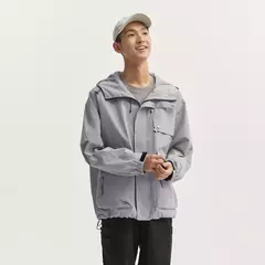 Image of Chaqueta Semir para hombre, prendas de vestir exteriores, chaqueta holgada con capucha de tres pruebas para exteriores, mangas con hombros caídos y bolsillos grandes, otoño 2024
