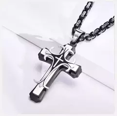 Vnox-collar con Cruz para hombre, cadena Bizantina de 4MM, colgante de crucifijo católico de acero inoxidable Punk Rock, joyería religiosa - tienda en línea