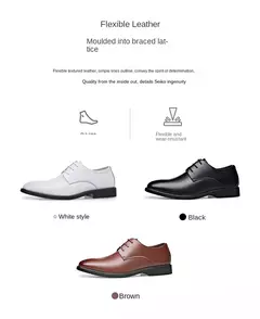 Zapatos de cuero genuino con cordones para hombre, calzado Formal de negocios, corte bajo, rendimiento coreano, boda - Eleganzie