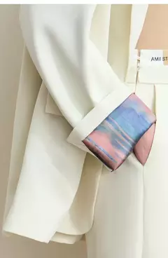 Amii-abrigo de sastre minimalista para mujer, chaqueta holgada de longitud media con cuello de solapa y estampado de retazos, para oficina, novedad de otoño, 2024, 12443016