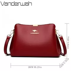 Imagen de Bolso de mano de cuero de alta calidad para mujer, bolsa de hombro multifuncional, de diseñador de lujo, Color sólido