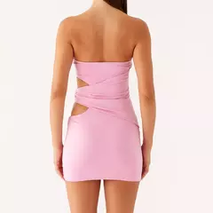 Vestido Sexy sin tirantes para mujer, vestido Bandeau ajustado, minivestido ajustado con tubo calado liso y elegante para fiesta y discoteca - Eleganzie