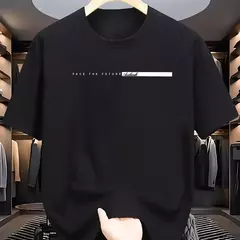 Camiseta holgada informal para hombre, camisa de manga corta con cuello redondo y estampado de letras grandes, 100% algodón, estilo Unisex - buy online