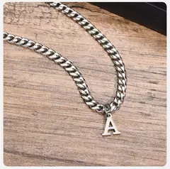 Vnox-collar sencillo de A-Z con letras para hombre y mujer, cadena cubana de acero inoxidable, resistente al agua, regalo de joyería