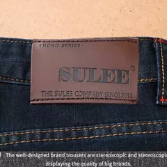 SULEE-pantalones vaqueros elásticos de estilo europeo y americano para hombre, vaqueros de lujo, ajustados, rectos, azul profundo - Eleganzie