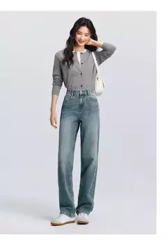 Semir Jeans Mujer Pantalones largos simples 2025 Nuevos pantalones de tubo rectos de primavera a la moda en internet
