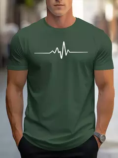Camiseta de manga corta con cuello redondo para hombre, 100% algodón, talla grande, con estampado gráfico creativo, ajustada, informal, deportiva - Eleganzie