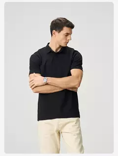 Imagen de SIMWOOD 2025 novedad de verano Regular Fit 230gsm sensación fresca Sorona Piqué tela Polo camisas hombres camisetas casuales inteligentes Tops
