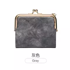 MIYIN-cartera pequeña de cuero para mujer, monedero Vintage plegable, compacto, con cremallera y cierre de beso - Eleganzie