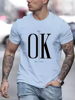 Camiseta holgada de verano 100 algodón con estampado OK para hombre, Tops de diseño moderno, camiseta de manga corta de calle, ropa de algodón - buy online