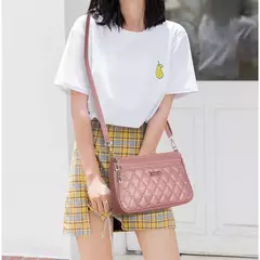 Bolso cruzado de cuero PU con cremallera para mujer, bandolera pequeña de gran capacidad con hilo de bordar, a la moda, novedad en internet