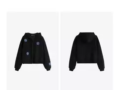 TOYOUTH-Sudadera con capucha para mujer, cárdigan informal con bordado Floral y cremallera, abrigo, otoño 2024