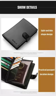 Billetera corta para hombre, monedero informal con cremallera, monedero pequeño para pasaporte - tienda en línea