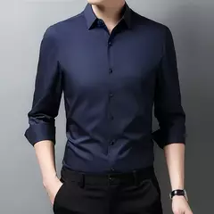 Imagen de Camisa de manga larga de color sólido de negocios de moda casual para hombres