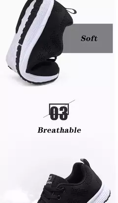 Image of Zapatillas transpirables para correr para mujer, zapatillas deportivas ligeras antideslizantes para mujer, zapatillas suaves para exteriores con cordones, tenis de moda