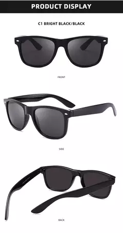 Gafas de sol polarizadas cuadradas clásicas para hombres y mujeres, gafas de sol negras Retro, gafas de sol antideslumbrantes para conducir, moda de verano para hombres y mujeres - online store