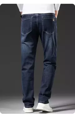 Pantalones vaqueros rectos holgados de talla grande 40 42 44 46 para hombre, pantalones elásticos informales de negocios, pantalones vaqueros azules clásicos para hombre
