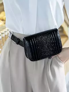 Riñonera de moda para mujer, Bolso pequeño de cuero PU con patrón de cocodrilo multifuncional, bolso cruzado diagonal deportivo informal