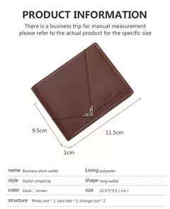 Imagen de Cartera delgada con Clip para dinero para hombre, tarjetero para tarjetas de crédito, tarjetero informal de cuero para hombre, monederos cortos con múltiples tarjeteros, billetera plegable para hombre de negocios