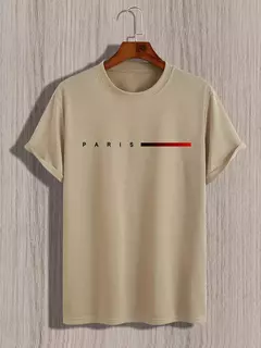 Camiseta holgada de verano 100% algodón para hombre, camiseta informal ajustada con estampado de letras creativas de París, cuello redondo, manga corta on internet