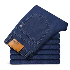 Pantalones vaqueros informales de talla grande 42 44 46 a la moda para hombre, pantalones vaqueros clásicos de negocios rectos elásticos, pantalones de primavera y otoño de marca masculina - buy online