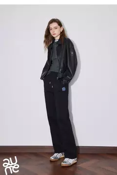 TOYOUTH-pantalones de chándal para mujer, pantalón vaquero con flores, cintura elástica, rectos, deportivos, informales, con plátano, otoño e invierno, 2024 - Eleganzie