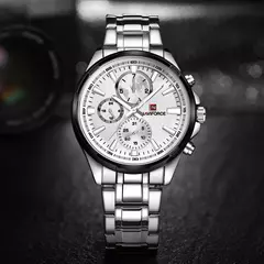 NAVIFORCE-Reloj de pulsera de acero inoxidable para hombre, cronógrafo informal clásico, resistente al agua, de cuarzo, con indicador de Fecha en internet