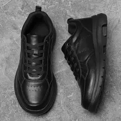 Zapatos de cuero de negocios para hombre, mocasines suaves, zapatos casuales cómodos para hombre, zapatillas de deporte blancas y negras sólidas de otoño para hombre - buy online