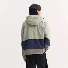 Chaqueta Semir holgada para hombre, protección solar para acampar al aire libre, Top con capucha, bloque de Color de verano, textura arrugada de retales, moda - online store