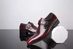Zapatos de cuero británicos con punta estrecha para hombre, zapatos individuales de tacón bajo con hebilla, zapatos sin cordones de talla grande para hombre - Eleganzie