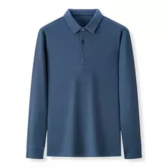 Image of Polo informal de negocios para hombre, camiseta de manga larga, Top cómodo de verano