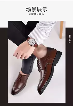 Zapatos Oxford clásicos de cuero con cordones para hombre, zapatos planos formales para oficina, fiesta de boda en internet