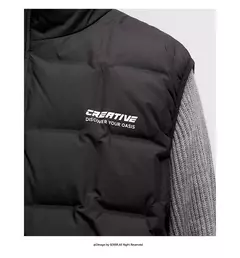 Image of Semir abajo chaleco hombres 2024 nuevo invierno cuello alto impreso ropa de abrigo texturizada apilamiento ropa interior moda versátil.