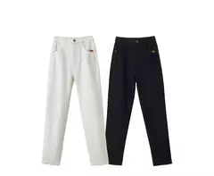 Amii 2025 primavera Casual Slim mujeres Jeans pantalones elásticos de cintura algodón Jeans cónicos moda alta calidad DenimTrousers 12541126 - comprar en línea