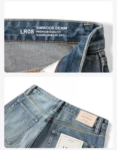 SIMWOOD 2025 primavera nuevo suelto Relax 13,5 oz 100% tela de algodón lavado Vintage Jeans hombres pantalones vaqueros de alta calidad - buy online