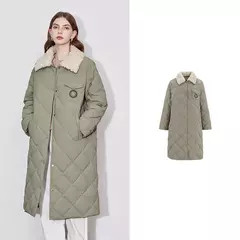 TOYOUTH-abrigo de plumas para mujer, abrigo largo medio grueso con cuello de piel nueva y botones de un solo pecho, invierno 2024 - Eleganzie