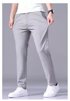 Image of 2025 Joggers de verano para hombre, tela fina de seda de hielo, pantalones casuales elásticos de cuatro lados, pantalones Cargo, ropa de calle, pantalones de chándal
