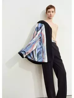 Amii-abrigo de sastre minimalista para mujer, chaqueta holgada de longitud media con cuello de solapa y estampado de retazos, para oficina, novedad de otoño, 2024, 12443016 en internet