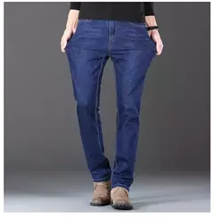 2025 Nuevos pantalones vaqueros elásticos para hombre, pantalones ajustados clásicos regulares de negocios, pantalones rectos negros y azules para hombre, ropa de marca, talla 28-40 - Eleganzie