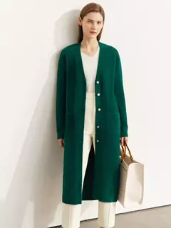AMII-suéter minimalista para mujer, cárdigan con cuello en V, diseño de botones artísticos, ropa de punto larga holgada, Tops 2022, invierno, 12241079 - Eleganzie