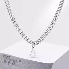 Vnox-collar sencillo de A-Z con letras para hombre y mujer, cadena cubana de acero inoxidable, resistente al agua, regalo de joyería