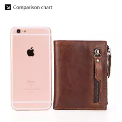 Cartera corta de cuero genuino a la moda para hombre con cremallera, cartera de diseño de lujo RFID para hombre, tarjetero de alta calidad en internet